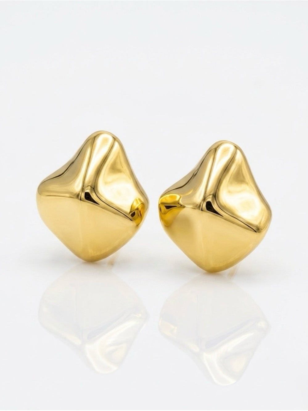 Zara Style Earrings Chunky Stud 14k Gold Plated Statement Water Resistant